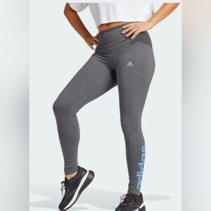 adidas Essentials High-Waisted Logo Leggings In Dark Heather Gray Size XS
